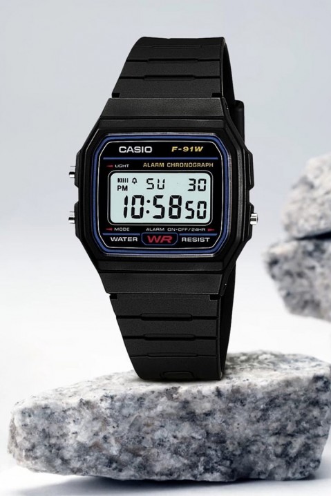 Машки часовник CASIO F-91W-1YEG, Боја: црна, IVET.MK - Твојата онлајн продавница