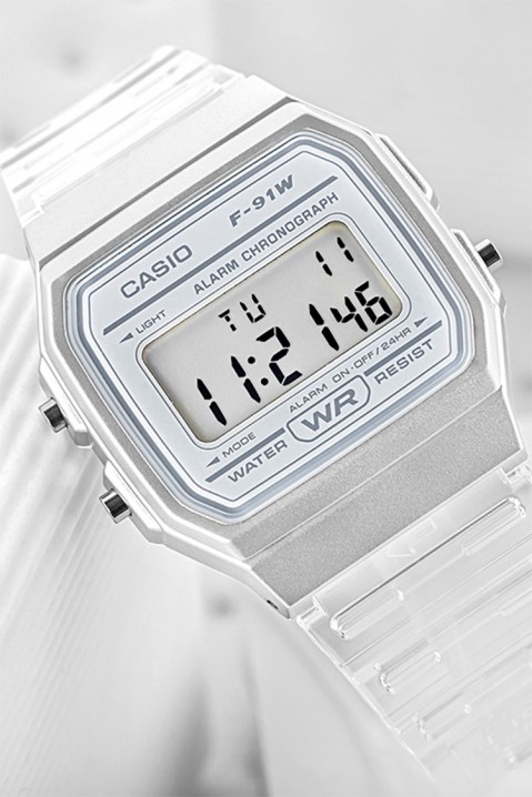 Детски часовник Casio F-91WS-7DF, Боја: бела, IVET.MK - Твојата онлајн продавница