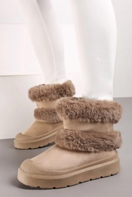 чизми до глуждови FLAMORPA BEIGE